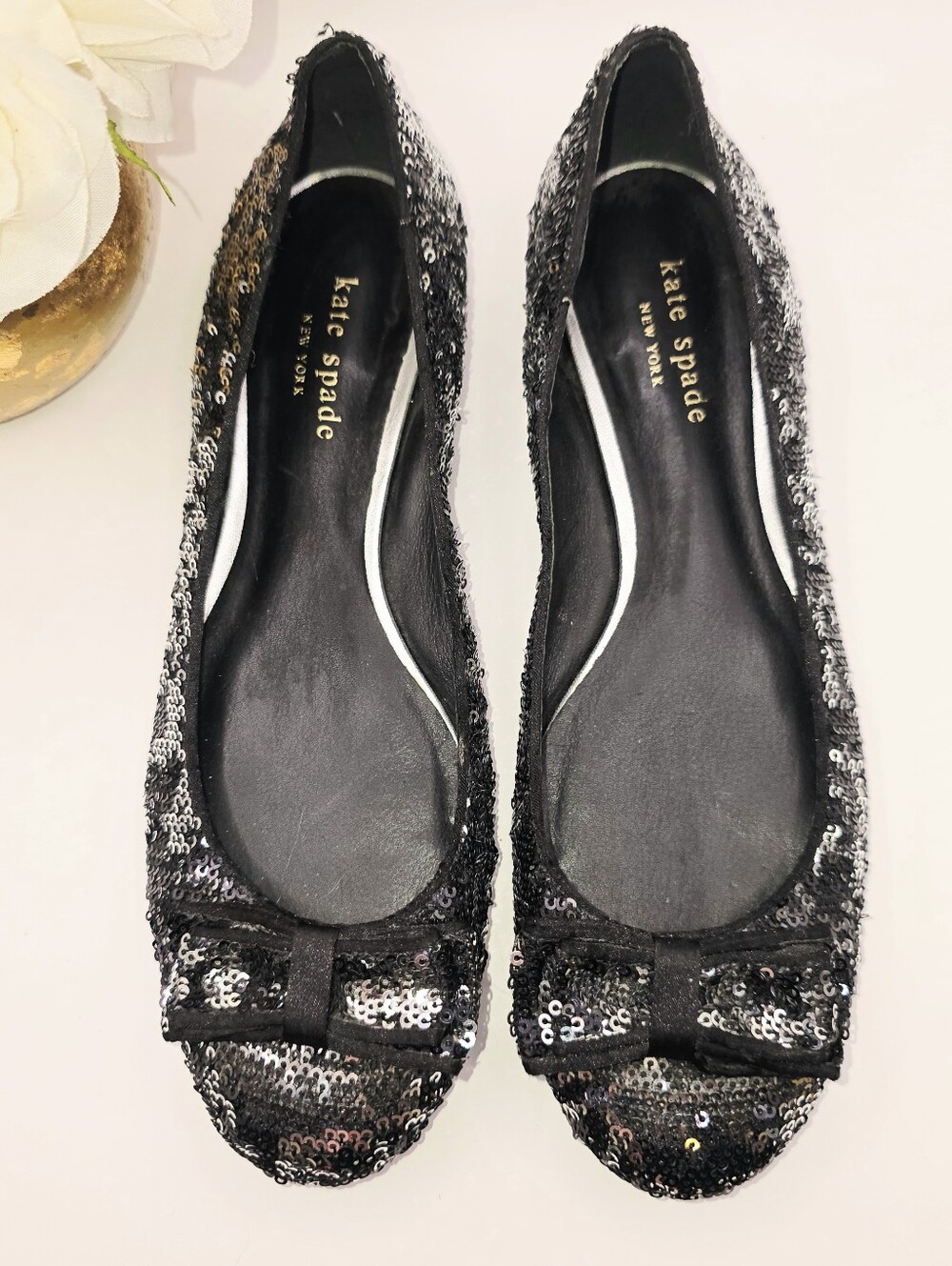 Kate Spade Black & Silver Sequin Slipper Flats - Picture 6 of 7